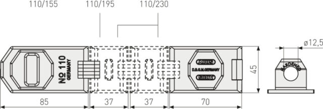 ABUS 110/155 lukittava nivelsalpa riippulukolle mitat