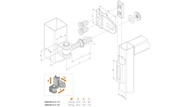 LOCINOX hitsattav 4D portinsarana, mitat