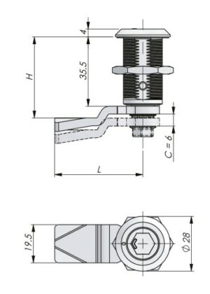 Metallikalustelukko 241587-15 kolmioavaimelle, mitat