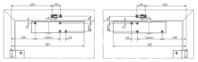 GEZE TS 4000 ovensuljin, mitat